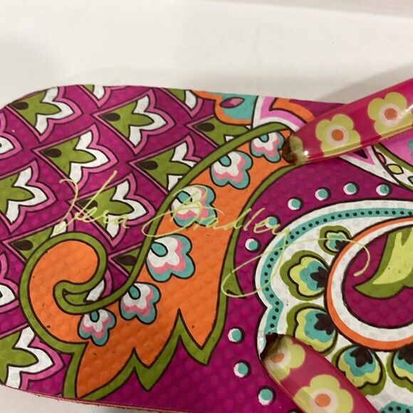 Vera Bradley Floral Flip Flop Slip On Sandals Womens Sz 9-10 colorful Hippy Chic - Picture 5 of 8